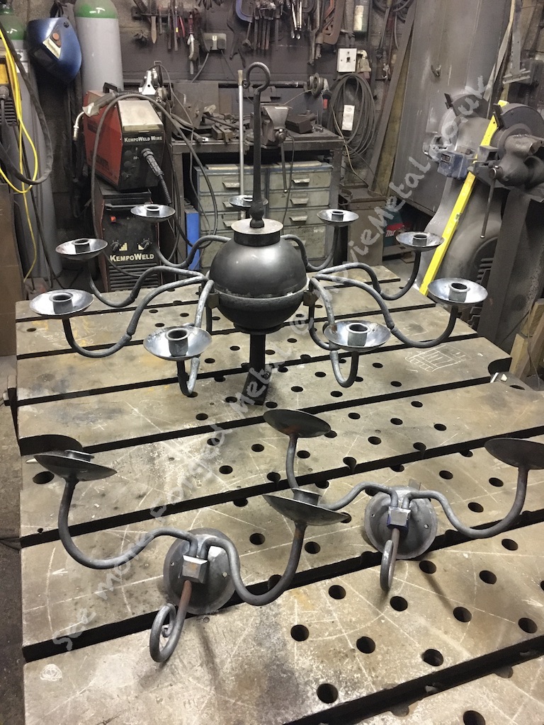 Chandelier, wall sconces, Lighting, MovieMetal, Blacksmith, Forged Iron, Forged Metal, Wrought Iron, Wrought Ironwork, Film & TV, Film Industry, Blacksmithing, Burrows Lea Forge, Metalwork for film, Supplier to Film