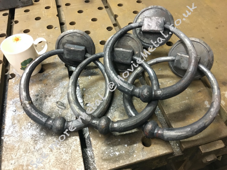 Ring pulls, Medieval, Door Furniture, MovieMetal, Blacksmith, Forged Iron, Forged Metal, Wrought Iron, Wrought Ironwork, Film & TV, Film Industry, Blacksmithing, Burrows Lea Forge, Metalwork for film, Supplier to Film