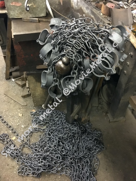 Shackles, chains, Forged chains, handcuffs, manacles, Action Props, Set Decoration, MovieMetal, Blacksmith, Forged Iron, Forged Metal, Wrought Iron, Wrought Ironwork, Film & TV, Film Industry, Blacksmithing, Burrows Lea Forge, Metalwork for film, Supplier to Film